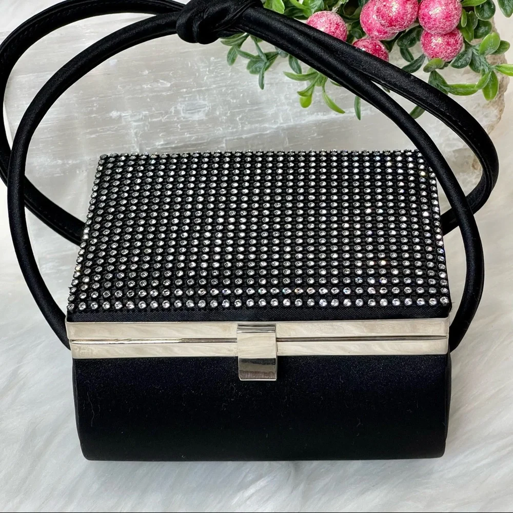๐๐SOLD๐๐LA REGALE EVENING BAG vintage UNIQUE CRYSTAL topped SQUARE shaped - Picture 2 of 14